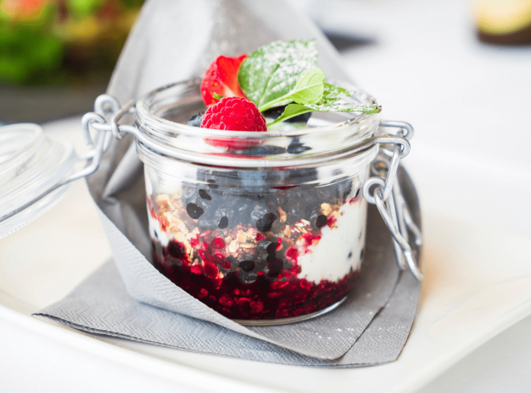 Blueberry and oat parfait